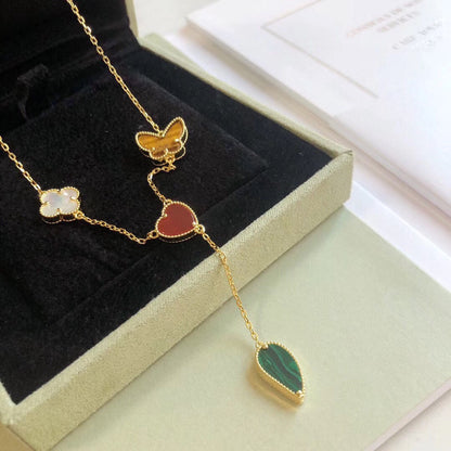 [Mystic Crown]LUCKY SPRING 4 MOTIFS ROSE GOLD NECKLACE