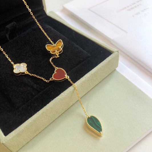[Mystic Crown]LUCKY SPRING 4 MOTIFS ROSE GOLD NECKLACE