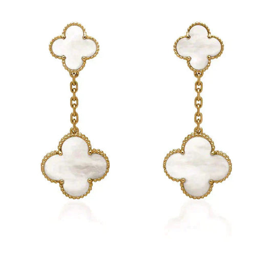 [Mystic Crown]CLOVER 2 MOTIF WHITE MOP EARRINGS