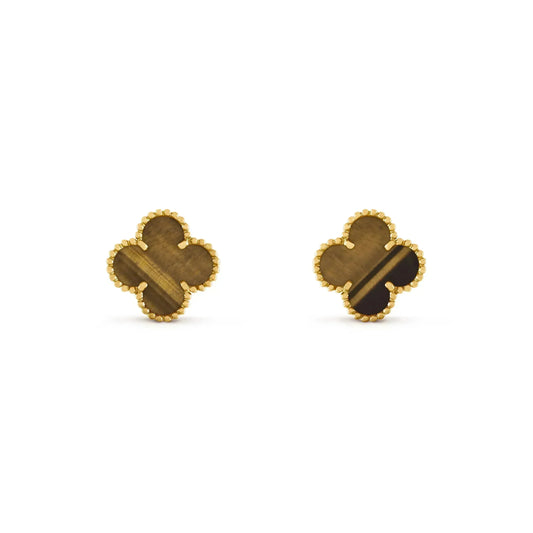 [Mystic Crown]CLOVER MEDIUM 1 MOTIFS TIGER EYE EARRINGS
