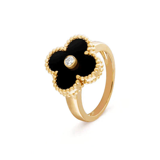 [Mystic Crown]CLOVER ONYX RING GOLD DIAMOND