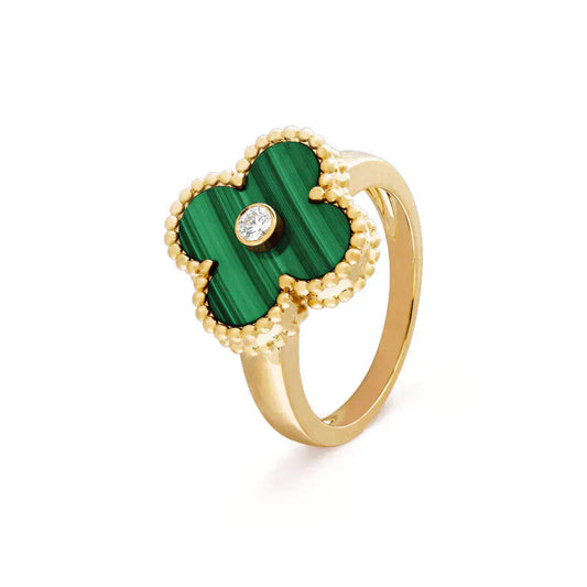 [Mystic Crown]CLOVER MALACHITE RING GOLD DIAMOND
