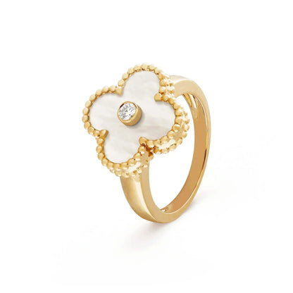 [Mystic Crown]CLOVER PINK MOP RING GOLD DIAMOND