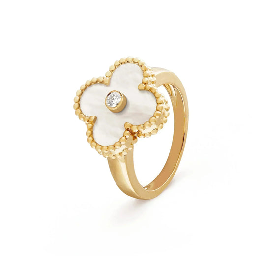 [Mystic Crown]CLOVER PINK MOP RING GOLD DIAMOND