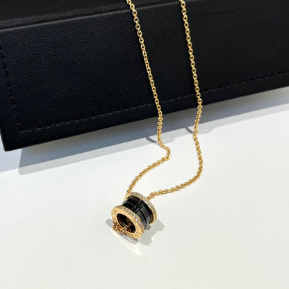 [Mystic Crown]ZERO 1 BLACK CERAMIC DIAMOND PINK GOLD NECKLACE