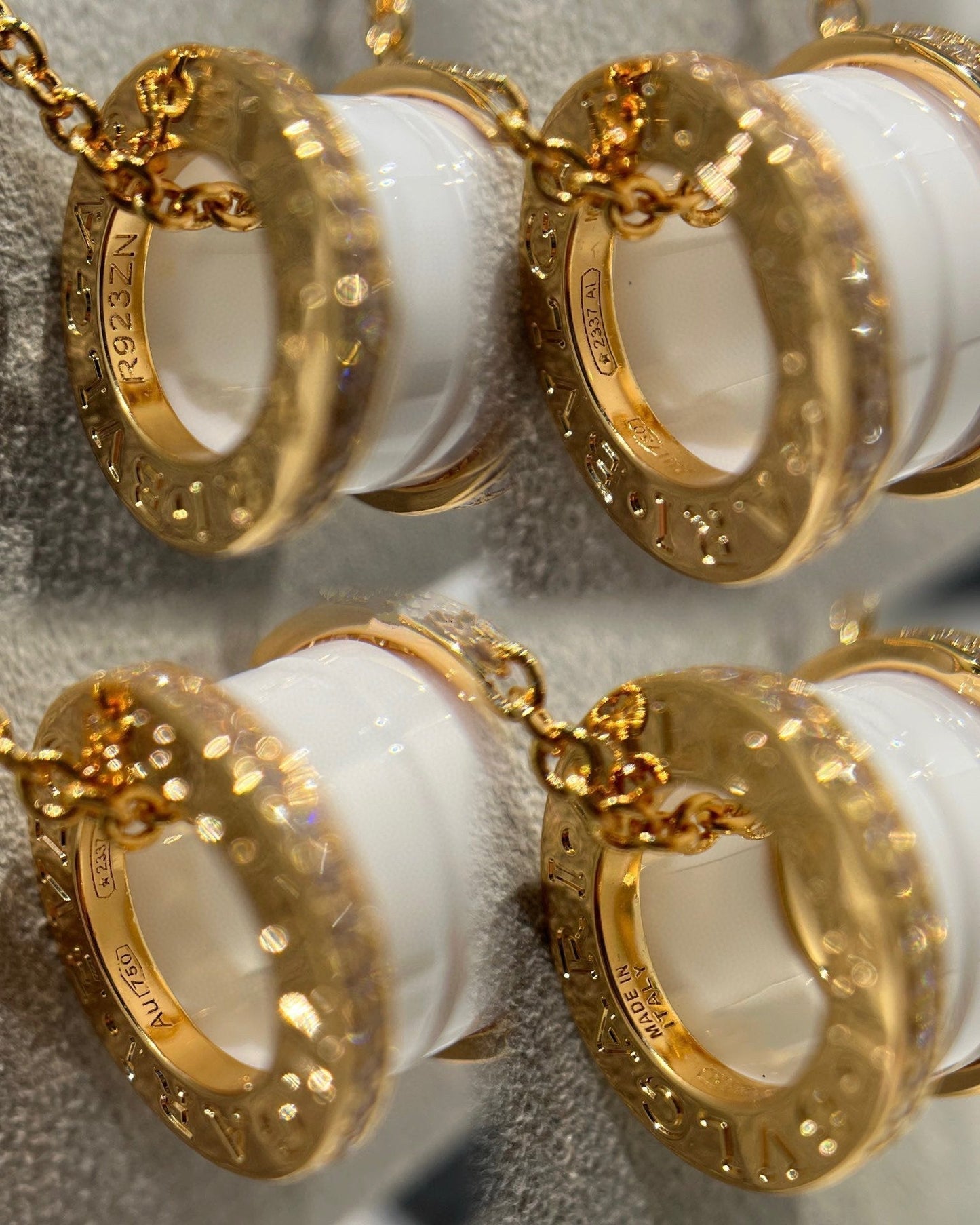 [Mystic Crown]ZERO 1 WHITE CERAMIC DIAMOND PINK GOLD NECKLACE